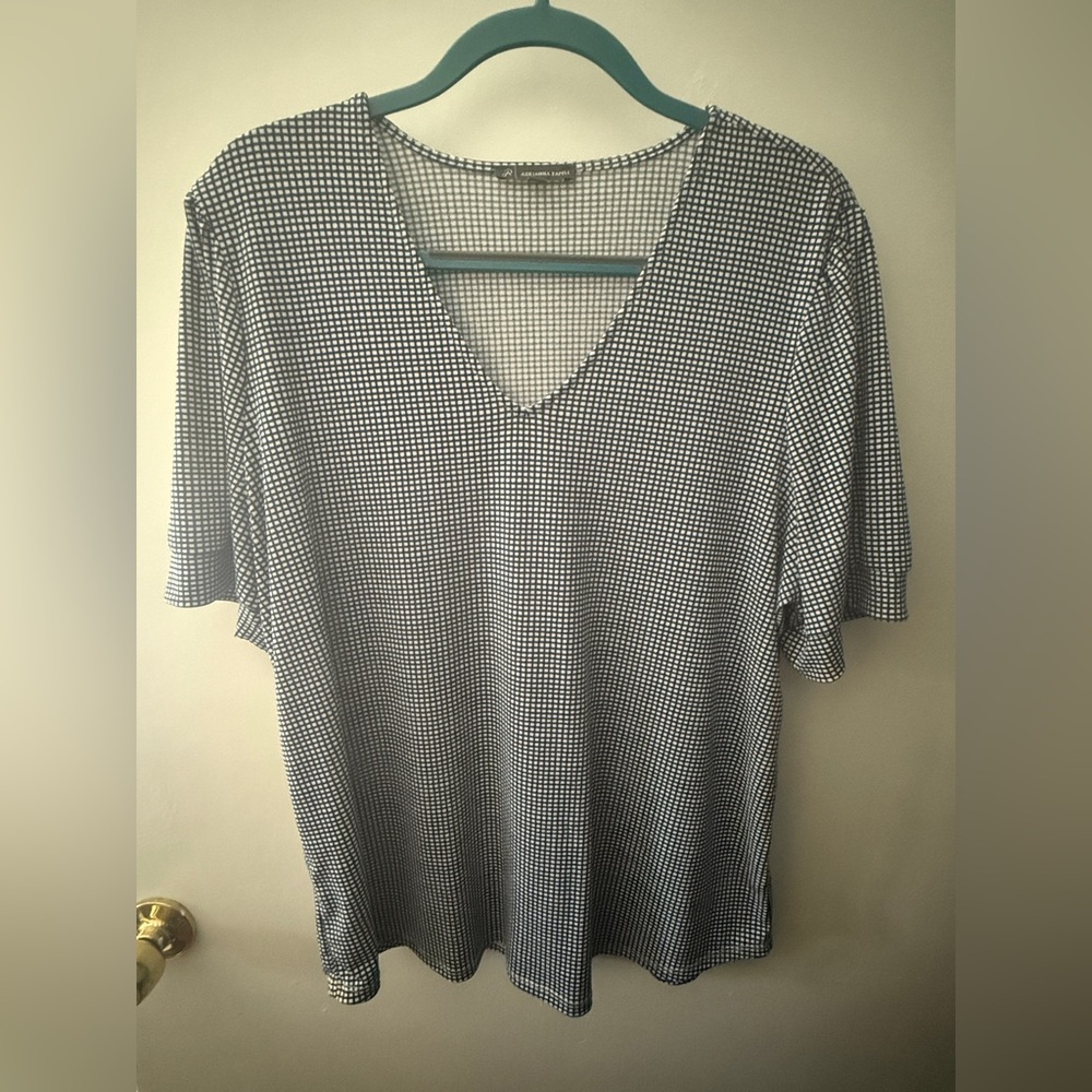 Adrianna Papell Navy and White Blouse
